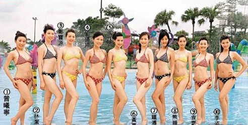 众佳丽在水上乐园秀身材