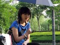 选手伞下特色补妆照