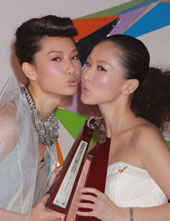 徐子珊、乐瞳后台玩亲亲